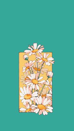 an illustration of daisies on a green background