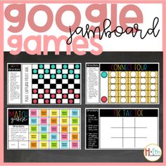 the google game board is shown in pink and black with text that reads google games