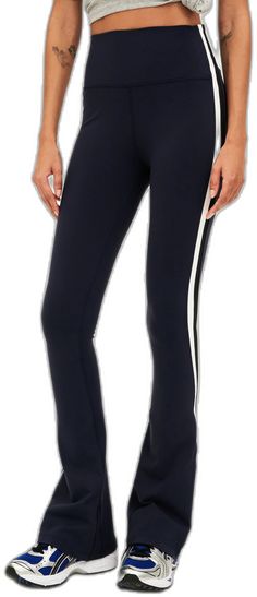 Athleisure Stretch Pants With Side Stripes, Sporty Stretch Pants With Three Stripes, Fitted Full Length Bottoms With Elastic Side Panels, Stretch Athleisure Pants With Three Stripes, Sports Pants With Side Stripes And Stretch Fit, Sporty Stretch Bottoms With Three Stripes, Sporty Stretch Pants With Side Stripes, Stretch Sports Pants With Side Stripes, Sporty Wide Leg Fitted Activewear