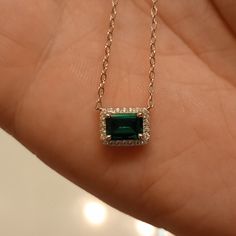 1 Carat Emerald Cut Emerald And Moissanite Sterling Silver Necklace Emerald Necklace, 1 Carat, Sterling Silver Necklace, Emerald Cut, Sterling Silver Necklaces, Womens Jewelry Necklace, Emerald, Silver Necklace, Jewelry Necklaces