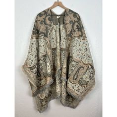 World Market Paisley Embroidered Poncho Nwt One Size New With Tags! Dry Clean Only. 45% Acrylic / 35% Cotton / 10% Polyester / 10% Viscose. One Size Length 33/45" Sku# 594366 Smoke Free, Pet Friendly Home. Tt2447 Embroidered One-size Poncho For Fall, Embroidered One Size Poncho For Fall, Embroidered Poncho For Fall, One Size, One Size Embroidered Poncho For Fall, Embroidered Long Sleeve Fall Poncho, Fall Long Sleeve Embroidered Poncho, Winter Embroidered Long Sleeve Poncho, Bohemian Long Sleeve Embroidered Poncho, Embroidered Cape Outerwear For Fall