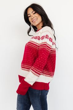 Say hello to the Griffin Knit Sweater. This sweater is perfect to throw on when you are on the go! Baltic Born, Camel Color, Cup Size, Sweater Knit, Knitting Materials, Red Sweaters, Colorful Sweaters, Say Hello, Round Neckline