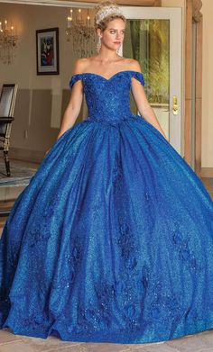 Dancing Queen 1718 - Off Shoulder Glitter Ballgown With Cape Dark Blue Quinceanera Dresses, Royal Blue Quinceanera, Long Cape, Quinceanera Dresses Blue, Short Dress Styles, Body Measurement, Full Length Skirts, Corset Lace, Long Romper