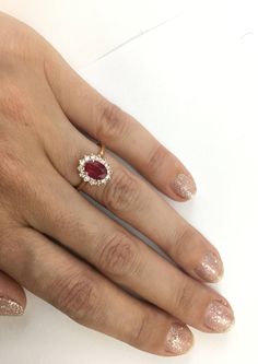 Diana Ring Oval Ruby 14k Rose Gold for Women Anniversary | Etsy Ruby Gold Rings For Women, Diana Ring, Ruby Ring Vintage, Promise Jewelry, Gold For Women, Ruby Ring Gold