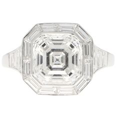 GIA Certified Art Deco Style Asscher Cut Diamond Engagement Ring Set in Platinum For Sale at 1stDibs Gia Certified Asscher Cut Diamond White Diamond Ring, Modern Gia Certified Asscher Cut Diamond Ring, Modern Asscher Cut Gia Certified Diamond Ring, Platinum Asscher Cut Wedding Ring In Diamond White, Gia Certified Octagon Diamond Ring, Gia Certified Asscher Cut Platinum Ring, Luxury Asscher Cut Diamond Ring In Platinum, Luxury Platinum Asscher Cut Diamond Ring, Luxury Asscher Cut Platinum Diamond Ring