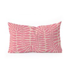 a pink and white pillow on a white background