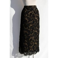 PENNY JENNINGS Vintage Black Silk Lace Skirt | Size M-L - theREMODA Elegant Evening Bottoms With Lace Trim, Elegant Lace Trim Evening Bottoms, Vintage Long Lace Skirt, Elegant Party Skirt With Lace Trim, Formal Black Lace Bottoms, Elegant Maxi Skirt With Lace Trim, Elegant Fitted Bottoms With Lace Work, Chic Lace Evening Skirt, Elegant Formal Skirt With Lace Trim