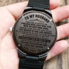 Engraved Wooden Watch - To My Husband - I Do Believe In Fate And Destiny - W1619 What To Engrave On Watch For Husband, Anniversary Gift Ideas For Him, To My Future Husband, Wooden Watches For Men, Anniversary Gift Ideas, Personalized Watches, Husband Anniversary, Watch Engraving, Presents For Boyfriend