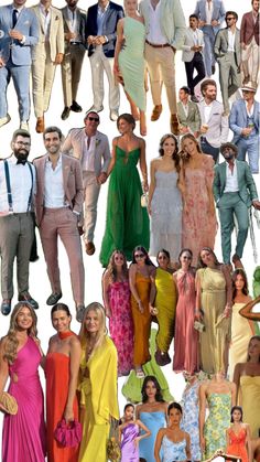 a collage of men and women in different outfits