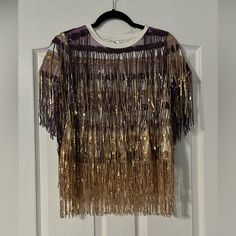 Queen Of Sparkles Pinata Sequin Sleeve Purple And Gold Shirt Xs Nwt Ecu / Lsu Mardi Gras King Cake, Sparkle Top, Gold Shirt, Sequin Sleeve, Sequin Shorts, Fan Shirts, Game Day Shirts, Tennis Dress, Red Sweaters