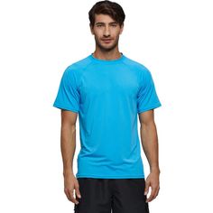 The Men's Sky Blue Short Sleeve Sports Quick-Dry T-Shirt is a comfortable beach and pool essential. It provides a great fit while keeping you protected from the sun with our UV protection material. This Quick-Dry T-Shirt is made with super-soft, breathable ultra-smooth flexible microfiber. Product Details: Soft, fine-gauge rib-knit material. Smooth, quick-drying shell Tag-free label inside for added comfort. Short Sleeve Material & Care: 12% Elastane-Spandex ; 88% polyester Machine wash cold, tu Upf 50+ Crew Neck Rash Guard For Summer, Casual Blue Breathable T-shirt, Sporty Moisture-wicking Rash Guard For Outdoor, Casual Crew Neck Rash Guard For Water Sports, Casual Blue Rash Guard For Water Sports, Casual Rash Guard With Moisture-wicking, Blue Casual Rash Guard For Water Sports, Summer Sports Rash Guard With Uv Protection, Upf 50+ Crew Neck Swimwear For Summer