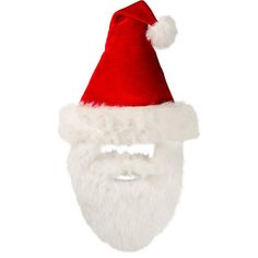 a red and white santa claus hat on a white background