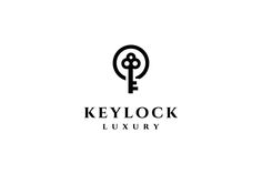 the logo for keylock luxury, which is designed in black and white with an oval shape