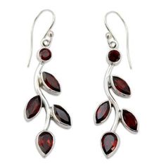 With a promise of flowers scarlet buds spring from winter branches. Shanker crafts this elegant image from sterling silver setting the earrings with faceted garnets the birthstone of January that total 5 carats. .925 Sterling silver Silver Indian Jewelry, Garnet Earrings, Sterling Silver Dangle Earrings, Online Earrings, Silver Earrings Dangle, Handmade Sterling Silver, Hook Earrings, Sterling Earrings, Flower Earrings