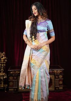 House Of Blouse, Side Borders, Silk Tassels, Katan Silk Saree, Katan Silk, Pastel Hues, Blouse Fabric