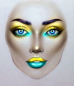 Pɪитєяєsт: ʗιɴɗɛяɞɛʟʟα Milk1422 Face Chart, Face Chart Makeup, Full Face Art Makeup, Halloween Face Charts Makeup Ideas, Makeup Face Charts Creative, Full Face Artistic Makeup, Mac Makeup Face Charts, Mac Makeup Eyeshadow, Makeup Tutorial Mac