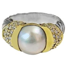 Pearl Cocktail Ring, Diamond Cocktail Ring, Diamond Cocktail Rings, Pearl Diamond, David Yurman, Cocktail Ring, Cocktail Rings, Mint Condition, Wedding Ring