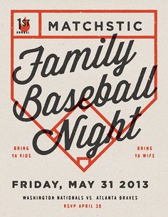 a poster for a family baseball night