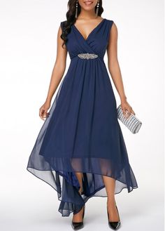 Sleeveless Chiffon Dress, Summer Formal Dresses, Formal Occasion Dress, Birthday Fashion, Womens Prom Dresses, فستان سهرة, Formal Dresses For Women, Chiffon Maxi Dress, Navy Blue Dresses