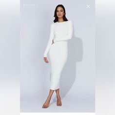 White Meshki Rowen Dress Size Xs. Basically Brand New. Super Stretchy Only Worn Once For Engagement Photos. Paid $84 (With Shipping & Tax). Feel Free To Make An Offer! Chic Bodycon Dress For Daywear, Bodycon Midi Dress For Daywear, White Bodycon Midi Dress For Brunch, White Fitted Maxi Dress For Winter, White Long Sleeve Maxi Dress For Date Night, White Midi Dress For Fall Brunch, Fitted Long Sleeve Midi Dress For Day Out, Fitted Midi Dress For Winter Brunch, Fitted White Maxi Dress For Winter