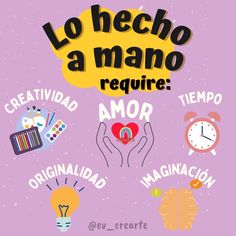 a poster with words and icons in spanish