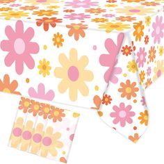 an image of a table cloth with flowers on it