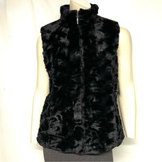 Faux Black Fur And Deep Purple. Both Sides Have Pockets. Sleeveless Vest Jacket, Faux Leather Vest, Brown Zip Ups, Faux Fur Vest Black, Reversible Vest, Black Faux Fur, Leather Vest, Sleeveless Vest, Black Sleeveless