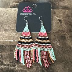 This Is A Pair Of Paparazzi Jewelry Earrings Beaded Bohemian Green Please Contact Me With Any Questions Dream Catcher Earrings, Brown Earrings, Earring Bundle, Jewelry Beaded, Earrings Beaded, Green Earrings, Paparazzi Jewelry, Silver Drop Earrings, Copper Earrings