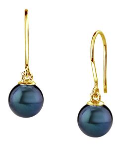 A beautiful pair of 7.5-8.0mm Japanese Black Akoya cultured pearl earrings with gorgeous 14K gold mountings. Our Akoya pearls come directly from the pearl farms of Japan. These pearl earrings are AA+ quality with exceptional luster (please see our Akoya pearl grading section for more information). These pearl earrings comprise of approximately 1.4 grams of the highest quality 14K gold. All pearl earrings are approved by our staff of GIA pearl experts and come packaged in a beautiful pearl jewelr Elegant Gold Tahitian Pearl Earrings, Classic Gold Tahitian Pearl Earrings, Classic Tahitian Pearl Drop Earrings, Gold Tahitian Pearl Earrings For Formal Occasions, Akoya Pearl Earrings, Pearl Farm, Akoya Pearls, The Pearl, Cultured Pearls