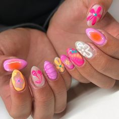 Colorful Nails, Girly Acrylic Nails, Cute Gel Nails, Short Acrylic Nails Designs, Girls Nails, Fire Nails