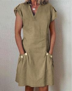 Summer Short Dresses, Dresses Linen, Casual Mini Dress, Sukienki Plus Size, Plus Size Summer Dresses, Causal Dresses, Linen Summer, Linen Casual, Trendy Fashion Outfits