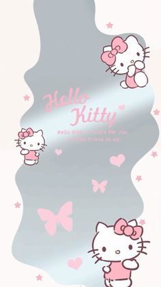 an image of hello kitty with butterflies and hearts