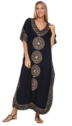 Beautiful long kaftan with embroidered trim. Lightweight swimwear coverup for any beach day! Stylish bohemian look with the handcrafted feel. Embroidered Kaftan For Beach Cover-up, Embroidered Long Maxi Dress For Vacation, Embroidered Beachwear Maxi Dress, Long Embroidered Cover-up For Vacation, Embroidered Beachwear Maxi Dress As Beach Cover-up, Embroidered Beachwear Maxi Dress For Beach, Embroidered Maxi Beach Dress, Embroidered V-neck Boho Dress For Vacation, Summer Beach Embroidered Maxi Dress