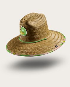 Our UPF 50+ Signature Lifeguard hat is the ultimate accessory for sun protection. Featuring a tall cattleman crown, wide brim and printed under brim liner, this lightweight hat ensures maximum coverage and style. Choose from a variety of prints to elevate your outdoor lifestyle while keeping safe from harmful UV rays. Green Western Fedora For Summer, Green Summer Western Fedora, Green Summer Hat For Rodeo, Green Fedora With Curved Brim For Vacation, Green Curved Brim Fedora For Vacation, Green Wide Brim Fedora For Vacation, Tropical Hat With Adjustable Curved Brim, Green Fedora For Summer Vacation, Green Summer Fedora With Curved Brim