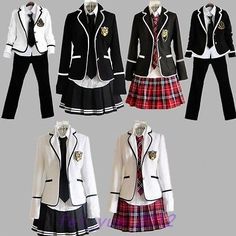 Korean Women Preppy Cute Mixed Japaneses Coat Cosplay Uniform Chic Skirt Suits British School Uniform, Uniforms School, School Uniform Fashion, School Uniform Outfits, Mode Punk, Primary Students, Chic Skirts, Japanese School, Mode Kpop