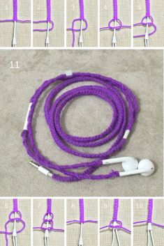 the instructions for how to tie a rope with headphones and earbud cord