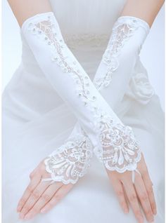 Satén Opera Largo Guantes de novia Elegant Gloves, Evening Gloves, Fantasy Dress, Satin Wedding, White Gloves