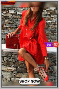 Solid Color Long Sleeve Mini Ruffled Dress Casual Long Sleeve Ruffle Dress, Casual Long Sleeve Dress With Ruffles, Long Sleeve Midi Dress With Ruffles For Spring, Long Sleeve Midi Dress With Ruffles For Day Out, Casual Long Sleeve Ruffle Dress For Fall, Solid Mini Dress For Spring Brunch, Chic Spring Ruffle Dress For Daywear, Spring Solid Color Mini Dress For Brunch, Spring Brunch Solid Mini Dress