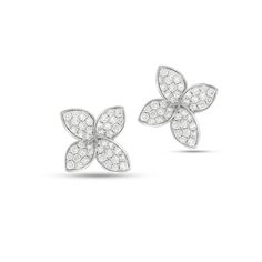 "Four Beautiful petals set with 86 sparkling natural diamonds, 2.18 ct. 18K white gold. Stunning earrings. wedding earrings perfect set. Very unique and gentle design! earring weight 6.12 gram. Product description Stones: Diamonds Main Stone: 💎 Diamond Diamonds Total Weight: 2.18Carat Number of diamonds: 💎 86 Diamonds Clarity: VS Diamonds Color: G Ring weight: 6.12 gram Total length : \" Lower flower diameter :\" Top flower diameter :\" 🌸 All of my products come in a beautiful gift box. ♥ You Elegant White Platinum Bridal Earrings, Exquisite White Platinum Earrings, Luxury Diamond Bridal Earrings With Pave Setting, Elegant White Platinum Earrings, Luxury Diamond White Earrings With Pave Setting, Diamond White Flower-shaped Diamond Earrings, Formal Cubic Zirconia Diamond Earrings With Flower Shape, Luxury White Earrings With Single Cut Diamonds, Dazzling Flower Shaped Diamond Earrings For Formal Occasions