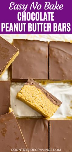 easy no bake chocolate peanut butter bars are the perfect treat for any party or celebration