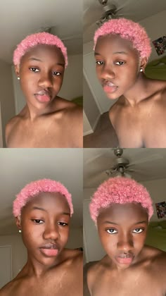 Lavender Hair Black Women Natural, Pink 4c Natural Hair, Hair Tint For Black Women, Short Pink Hair Black Women, 2023 Asian Hair, Fox Hair Color Ideas, Half Hair Color Ideas, Pink Twa, Hair Color Ideas Auburn