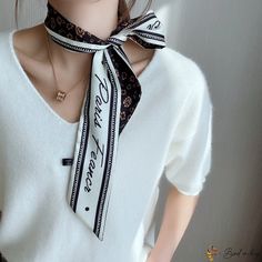 Bird In Bag - Black and white double-sided pointed small floating ribbon female silk scarf simulation silk twill neck scarf Pin hair band Pin Hair, Scarf Pin, Neck Scarf, Silk Twill, Bird In Bag, Neck Scarves, Olivia Mark, Hair Band, Silk Scarf