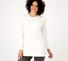 Whether you're out on a morning run or just running errands, this workout-ready long-sleeve tunic is a capable choice. It features side pockets that are perfect for an MP3 player or any other small essentials. From Denim & Co.(R) Fashions. Morning Run, Morning Running, Tunic Length, Long Sleeve Tunic, Mp3 Player, Running Errands, High Neck Dress, Long Sleeve Blouse, Tops & Tees