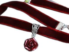 Valentine's Day Silver Elegant Choker, Valentine's Day Formal Choker Necklace, Adjustable Rose Red Jewelry For Valentine's Day, Red Choker For Valentine's Day, Red Choker Jewelry For Valentine's Day, Elegant Flower Choker As A Gift, Red Choker For Valentine's Day Gift, Elegant Flower Choker Gift, Elegant Flower Choker Necklace Gift