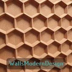 the wall is made up of hexagonal blocks and has text overlay that reads walls modern design