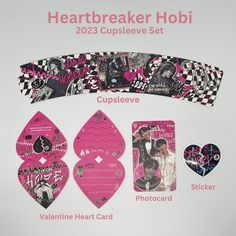 the heart breaker hoeii valentine's day cupcake set is shown