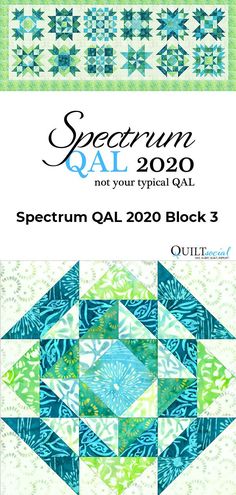 an image of the back cover of a quilt book, featuring blue and green designs