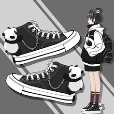 Size: 39, Color: Papa bear chain without velvet Korean Heels, Panda Plushie, Shoes Kawaii, Panda Canvas, Light Pink Shoes, Autumn Woman, Dr Shoes, Kawaii Panda, Platform High Heel Shoes