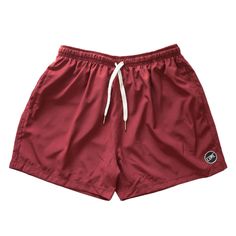 Maroon Shorts – Cove USA Solid Color Shorts With Elastic Waistband, Casual Solid Color Short Leg Swim Trunks, Relaxed Fit Short Swim Trunks, Casual Short Swim Trunks With Built-in Shorts, Solid Swim Trunks With Built-in Shorts, Solid Color Short Beachwear Bottoms, Relaxed Fit High-waisted Shorts For Beachwear, Summer Red Athletic Shorts With Pockets, Red Athletic Shorts With Pockets For Summer