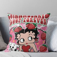 Super soft and durable 100% spun polyester Throw pillow with double-sided print. Cover and filled options. strawberry betty boop poster, Betty Boop Sassy, Betty Boop Throw Blanket, Betty Boop Doodles Betty Boop Posters, Retro Vector, Betty Boop, Pillow Sale, Throw Blanket, Doodles, Throw Pillows, Pillows